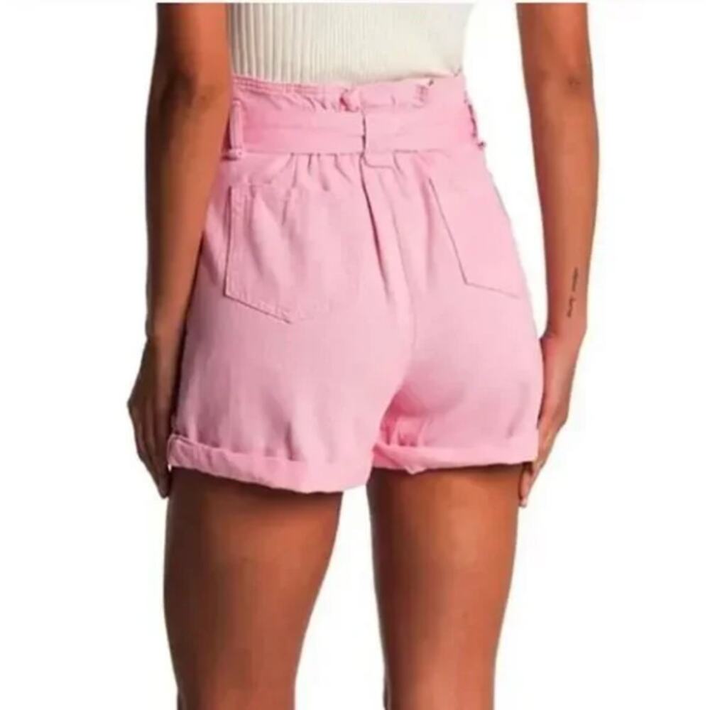 Elodie Pink High Waisted Tie Front Shorts - Picture 2 of 9